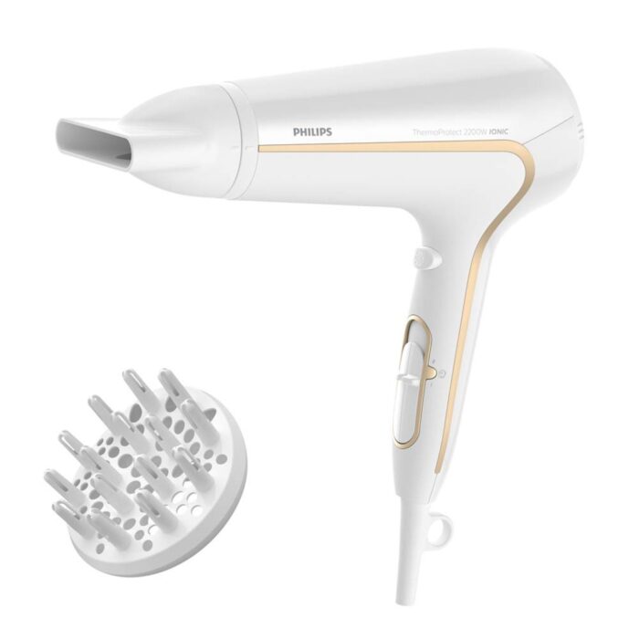 PHILIPS HP8232 00 Hair Dryer (2200 W, White, Gold)